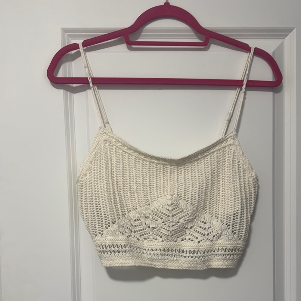 Abercrombie & Fitch Cream Crochet Cropped Top
